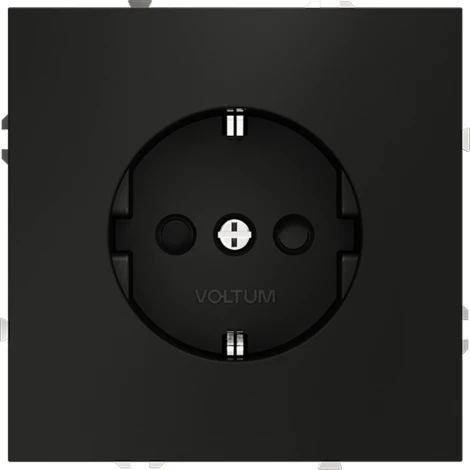 Розетка с заземлением и шторками (черный матовый) Voltum S70 VLS040208