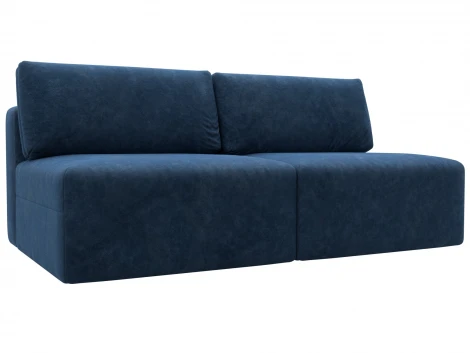 Диван прямой модульный Лига-060 НПБ (ЛДСП,Брус,Фанера/Пластик/Велюр/Синий) Лига Диванов 129472