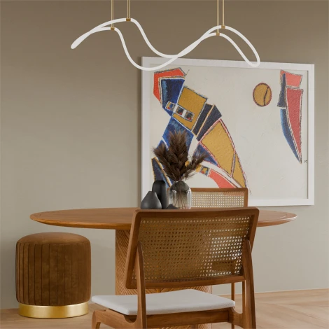 Потолочная люстра на штанге с гибким неоном Lightera Nyasa LE117L-120GB Wi-Fi (LED, 220V, управление смартфоном, голосовое управление, умный дом - Алиса, Tuya Smart, Маруся, Smart Life, Экосистема Сбер)