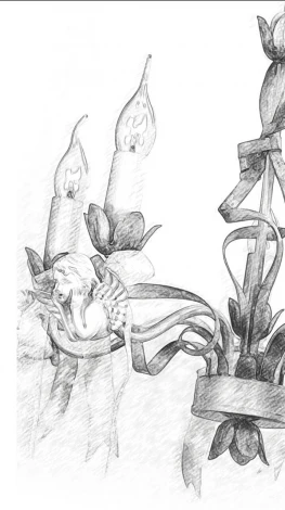 Подвесная люстра Lucia Tucci Angelo 147.5 Ivory (220V, на цепи, подсвечник, свеча, ленточки, ангелы)