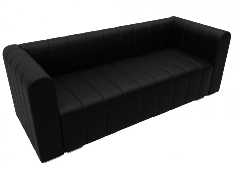 Диван прямой Лига-073 (ДСП,Фанера/Пластик/Экокожа/Черный) Лига Диванов 129992