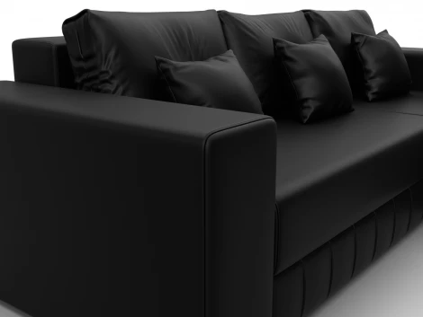 Диван угловой Лига-076 угол универсальный (ДСП/Пластик/Экокожа/Черный) Лига Диванов 129853