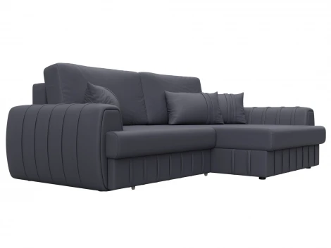 Диван угловой Лига-057 НПБ угол правый (ЛДСП,Брус,Фанера/Пластик/Экокожа/Серый) Лига Диванов 130035