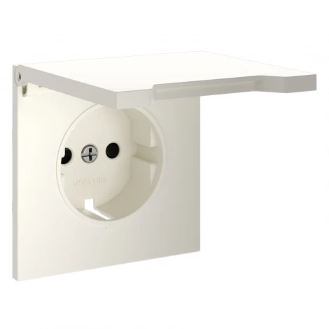 Накладка для розетки с заземлением защитными шторками и крышкой (хлопок) Voltum S70 VLS000813
