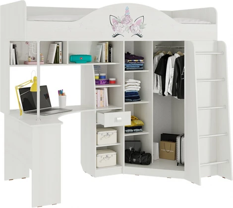 Набор мебели Фэнтези (Детский комплекс) Mebelson (ЛДСП/Белый) арт.MDF-08.1747