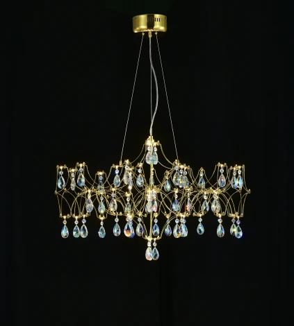 Подвесная люстра светодиодная с пультом и хрустальными подвесками K9 MyFar Ileria MR2653-57P-50СD