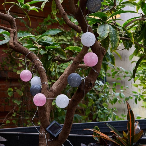 Садовая гирлянда на солнечной батарее «Клубки». 10 светодиодов, 1*АА Ni-Mh аккумулятор в/к. IP44 Uniel USL-S-230/PM1800 COTTON BALLS-1