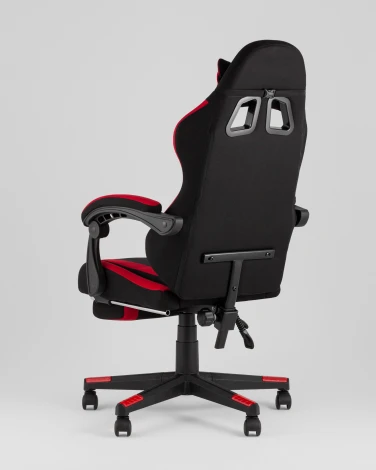 Кресло спортивное TopChairs Prophet с оттоманкой ткань черно-красный арт.УТ000039482