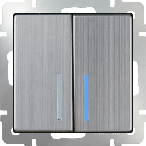 Выключатель двухклавишный с подсветкой (глянцевый никель) Werkel W1120102 (a051094)