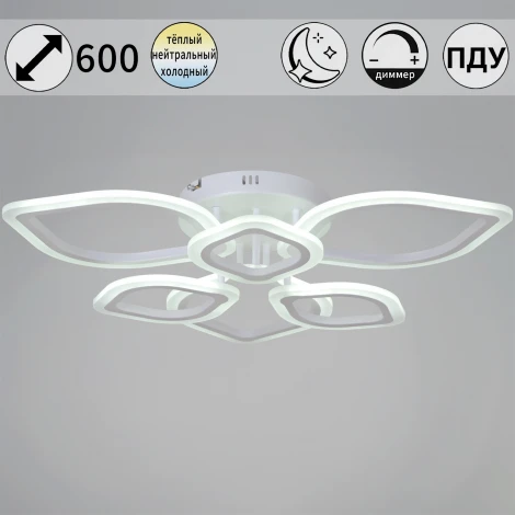 Потолочная люстра светодиодная на штанге с пультом регулировкой яркости и цветовой температуры Reluce 02303-0.3-3+3 WH