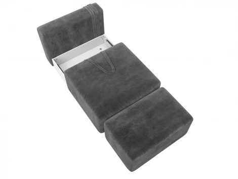 Модули диван и пуф Лига-060 НПБ (ЛДСП,Брус,Фанера,Велюр/Серый) Лига Диванов 129591