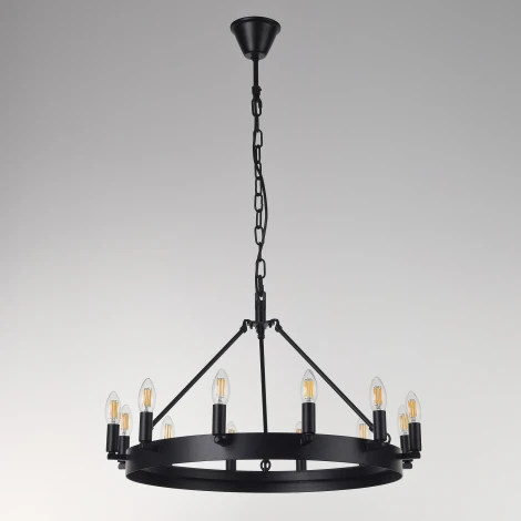 Подвесная люстра Citilux Смитсон CL470112 (220V, на цепи, свеча, круглые, под старину, кольцо)