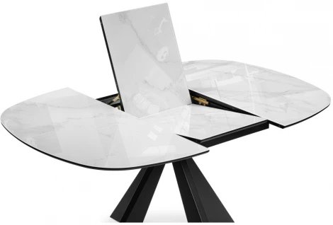 Стеклянный стол Woodville Эдли 110х76 белый мрамор / черный 532403