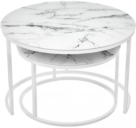 Набор кофейных столиков Bradex Home Tango белый мрамор с белыми ножками (RF 0600)