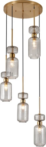 Подвесной светильник Escada Подвесной светильник Escada Gloss 1141/5S Smoke 5x60 E14, металл/стекло, античная медь/дымчатый (220V, на проводе, круглые)