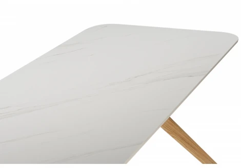 Кухонный стол Woodville Unika 180x80 белый спеченный камень / светлое дерево