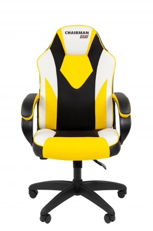 Кресло Chairman game 17 Россия экокожа черный/желтый/белый 7213491