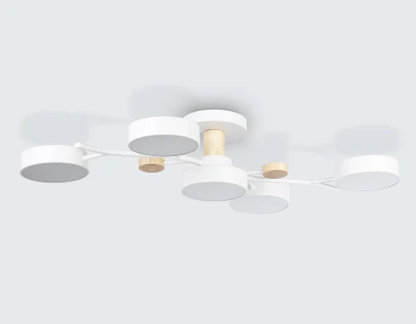 Потолочная люстра на штанге светодиодная с пультом Ambrella Comfort FL4834 (регулировка яркости, 220V, круглые)