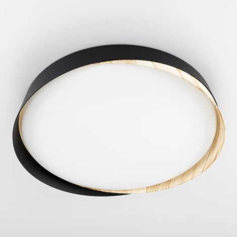 Потолочный светильник RGB круглый Citilux Bonny CL754351G Черный+Клен LED с пультом (220V, круглые)