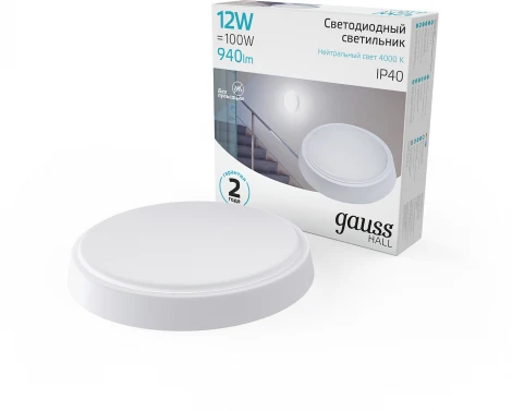 Настенно-потолочный светильник Gauss HALL 193411212 (LED, 220V, круглые, IP40)