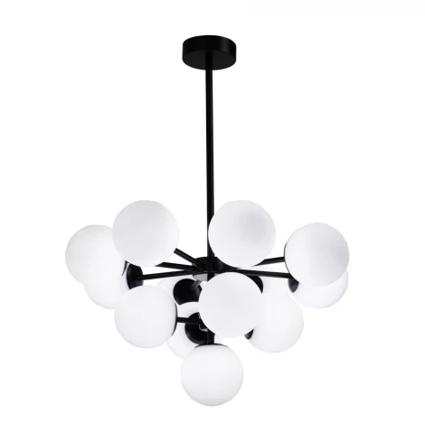 Потолочная люстра на штанге AM Group AM490 BK (220V, шар, молекулы)