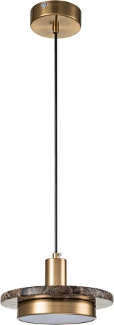 Подвесной светодиодный светильник Escada Torano 10260/1LED Brown marble 12Вт, 4000K, металл/акрил/мрамор, коричневый мрамор (220V, на проводе, круглые)