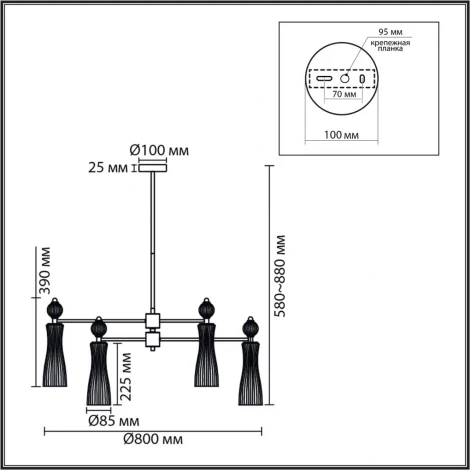 Потолочная люстра на штанге Lumion Emily 8268/8 хром/белый/прозрачный, металл/керамика/стекло Е14 8*40W 220V