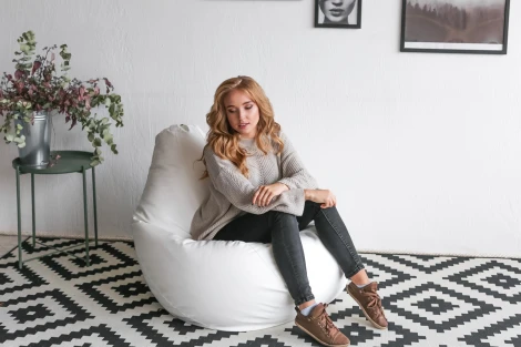 Кресло мешок Dreambag Груша Белая ЭкоКожа (3XL, Классический) 5010641