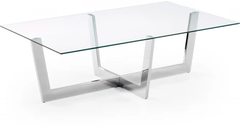 Журнальный стол La Forma (ex Julia Grup) Plam (Прозрачный,Серебряный/ Сталь,Стекло,Металл)