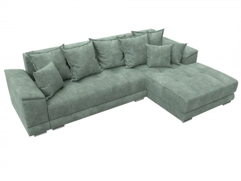 Диван угловой НордСтар правый угол (ДСП,Брус/Пластик/Велюр/Зеленый) Лига Диванов 127936