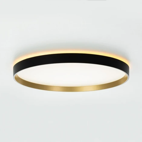 Настенно-потолочный светодиодный светильник IP40 Citilux Etalon CL750401R Черный+Золото с пультом и RGB подсветкой