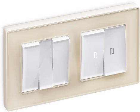 Комплект механизма Ambrella Volt 2-клавишного выключателя с подсветкой 5600K ALFA MA124015 Белый матовый QUANT