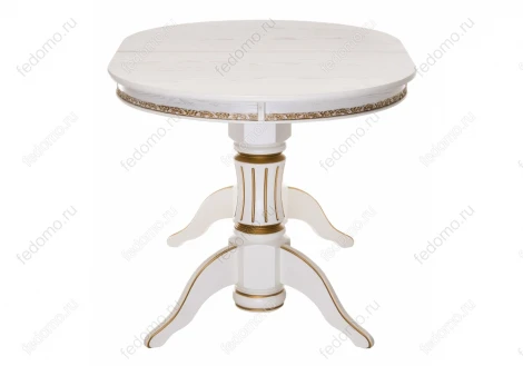 Деревянный стол Woodville Герцог молочный с золотой патиной 406086