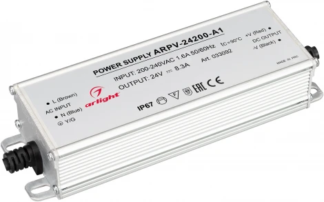 Блок питания ARPV-24200-A1 (24V, 8.3A, 200W) (IP67 Металл) 033092 Arlight