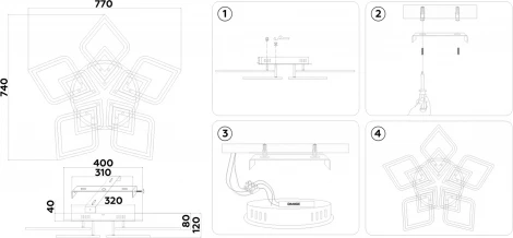 Потолочный светодиодный светильник с пультом Ambrella Acrylica Original FA8914 (регулировка яркости, 220V, умный дом - Smart Life)
