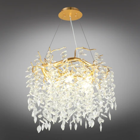 Подвесная люстра Aployt Gertunia APL.847.03.10 (220V, хрусталь, на тросе, листья, ветки)