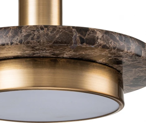 Подвесной светодиодный светильник Escada Torano 10260/1LED Brown marble 12Вт, 4000K, металл/акрил/мрамор, коричневый мрамор (220V, на проводе, круглые)