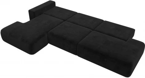 Диван угловой Лига-036 НПБ Модерн Лонг левый угол (Черный/Велюр) Лига Диванов арт.121431L
