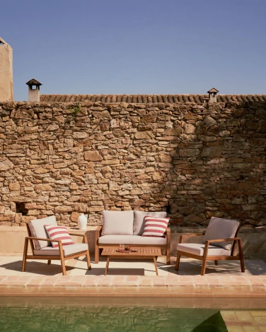 Frares Комплект 2-местный диван, 2 кресла и журнальный столик из массива акации La Forma (ex Julia Grup) арт.158152