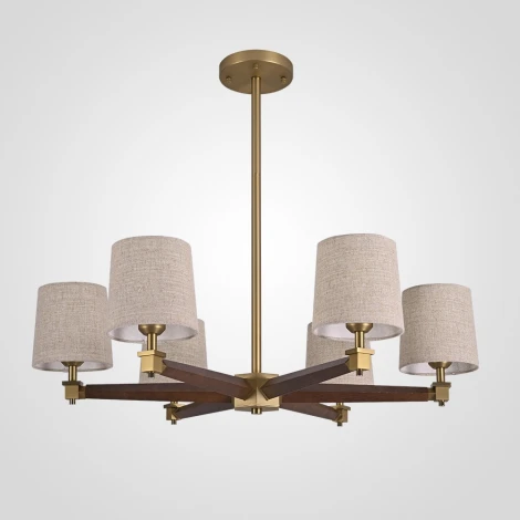 Потолочная люстра на штанге Jorgenson D85 Beige/Dark Wood By ImperiumLoft Stavra01 (220V)