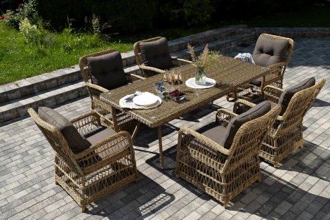 "Цесена" обеденная группа плетеная из искусственного ротанга, цвет соломенный 4SIS арт.УТ-00008187