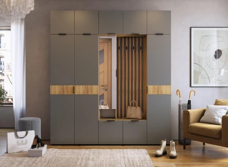 Шкаф навесной Woodville Бери 120 дуб крафт золотой / графит 551874