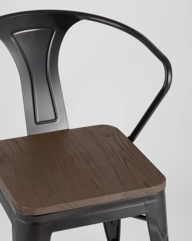 Стул Stool Group TOLIX ARM WOOD с подлокотниками черный УТ000001862