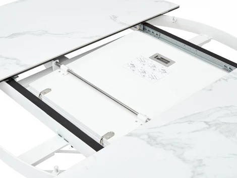 Стол TRENTO 120 HIGH GLOSS STATUARIO Белый мрамор глянцевый, керамика/ белый каркас