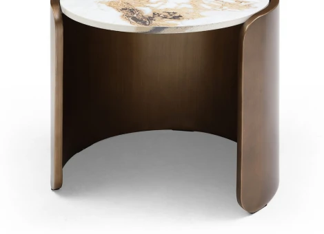 Стол журнальный ESF ET3095CL (D40) белая керамика /бронзовый/Керамика,Металл