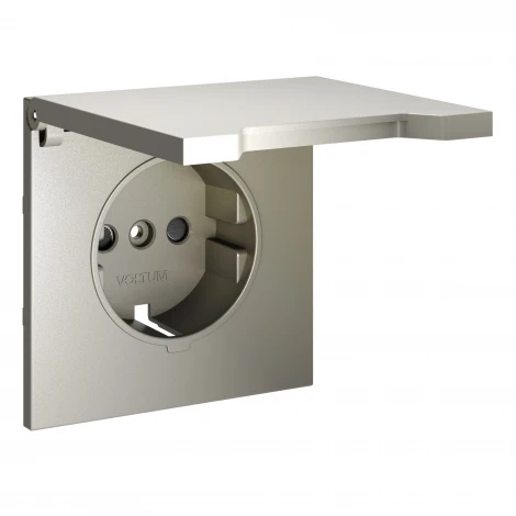 Накладка для розетки с заземлением, защитными шторками и крышкой Voltum S70 VLS000804 (шелк)