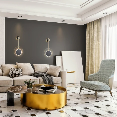 Бра светодиодный Escada Hypnosis 10206/SG LED Black/Gold 7Вт, 510Лм, 4000К, Ra>80, металл, черный/золото (220V)