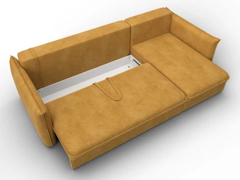 Диван угловой Лига-100 НПБ угол универсальный (ДСП,Фанера/Пластик/Велюр/Желтый) Лига Диванов 133658