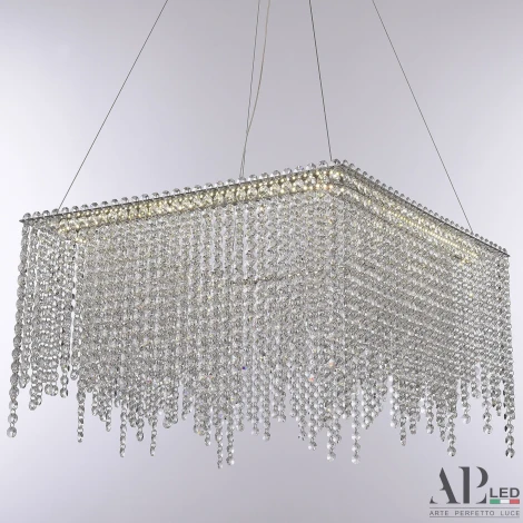 Подвесная люстра светодиодная APL LED Sicilia SH04.52.B.Ni.4000 (220V, хрусталь, на тросе)