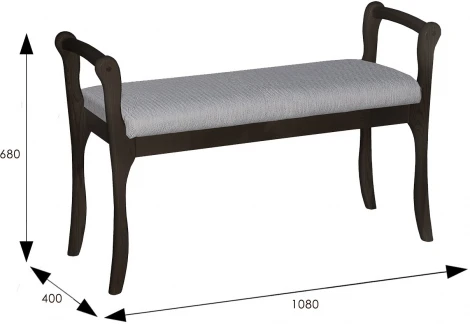 Скамья для прихожей с подлокотниками мягкая, ткань серый, каркас венге от фабрики Mebelik